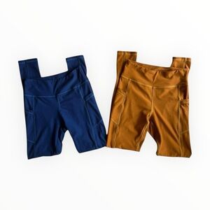 Bundle Wolven Threads Leggings S Turmeric and Blue High Waisted Pocket Yoga